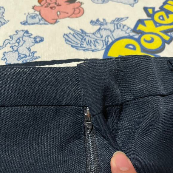 Vintage 70s Unbranded Talon Zipper Navy Trousers Pants 34x29 - Picture 2 of 3